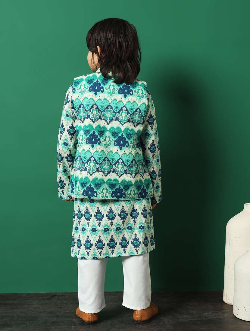sea green coated kurta set - 21083080 - Standard Image - 4