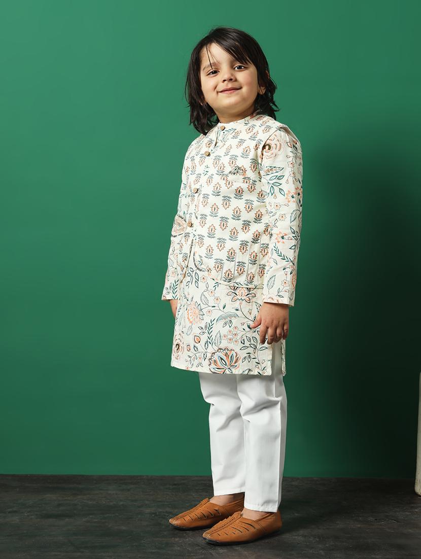 off white coated kurta set - 21083083 - Standard Image - 1