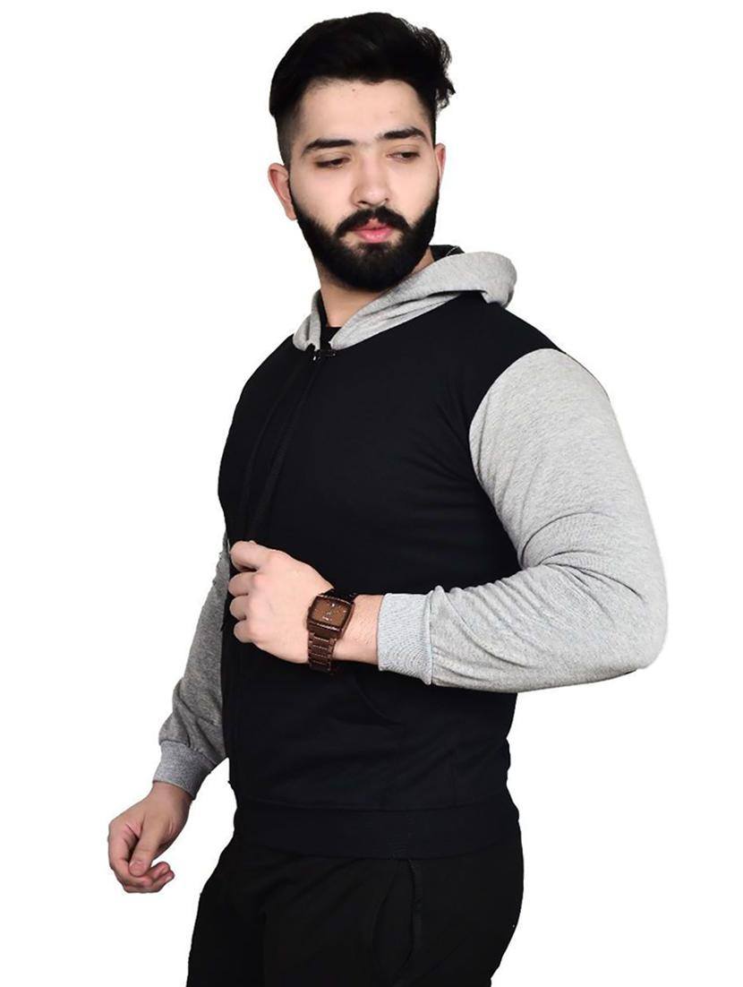men hood neck color block sweatshirt - 21083115 - Standard Image - 1