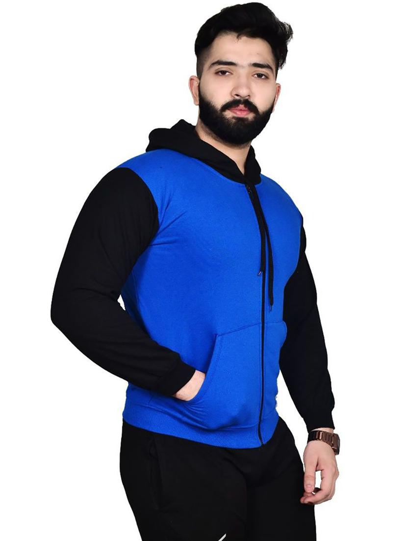 men hood neck color block sweatshirt - 21083117 - Standard Image - 1