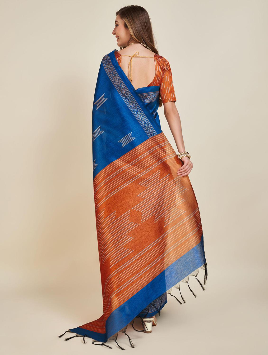 women blue self design maheshwari saree - 21083535 -  Standard Image - 1