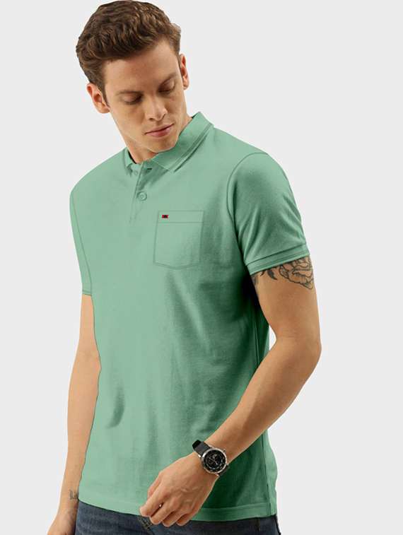 men solid short sleeve polo t-shirt - 21092348 -  Standard Image - 1