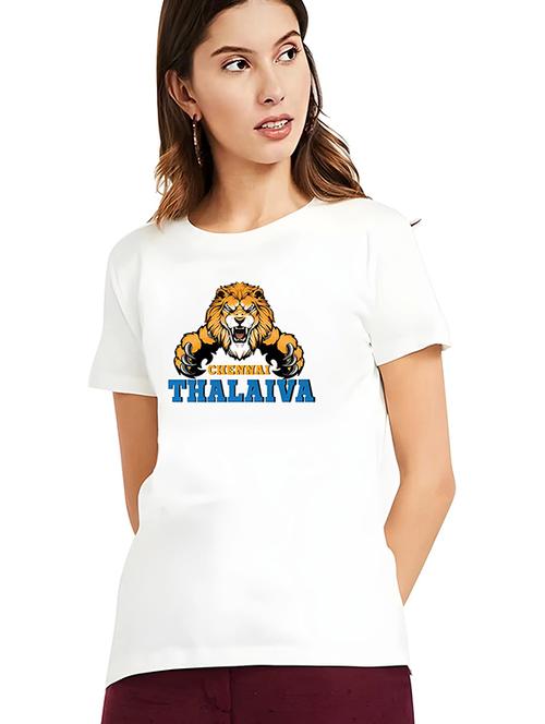 women round neck chest print t-shirt - 21092401 - Standard Image - 0