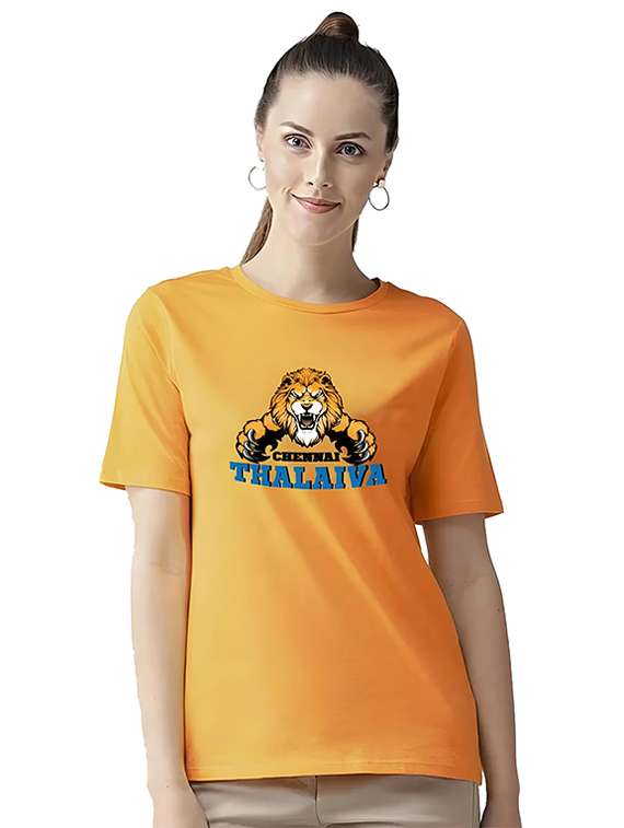 women round neck chest print t-shirt