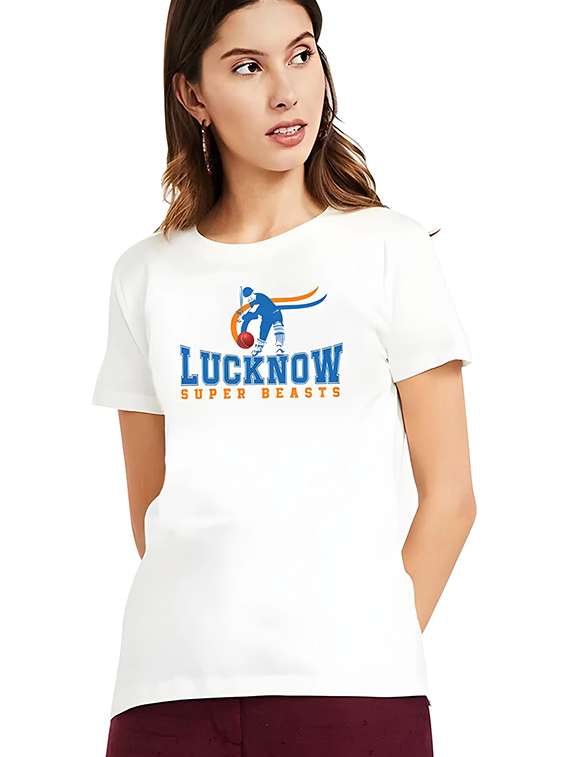 women round neck chest print t-shirt