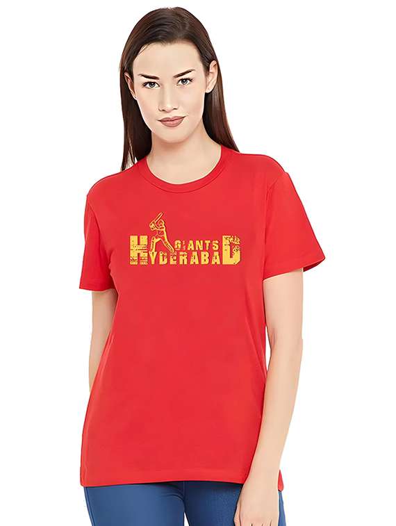 women round neck chest print t-shirt