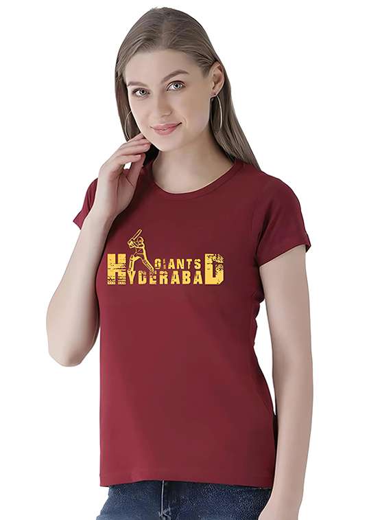 women round neck chest print t-shirt - 21092409 - Standard Image - 1