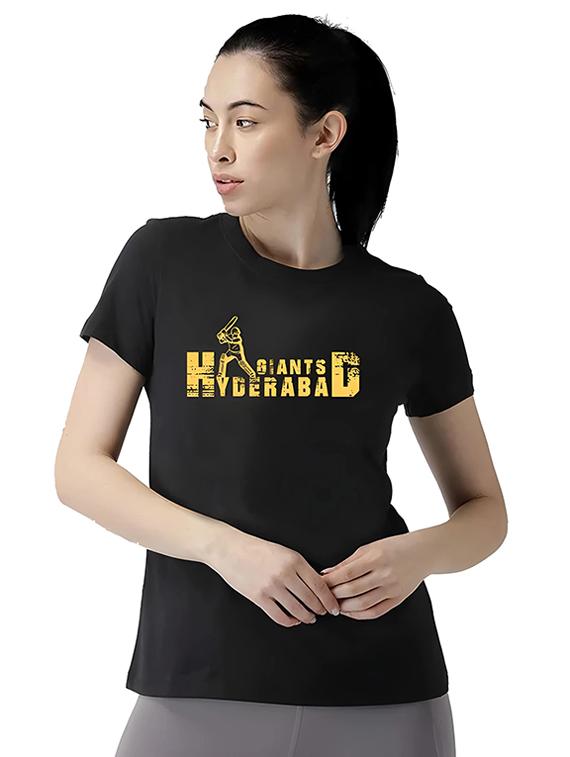 women round neck chest print t-shirt - 21092410 - Zoom Image - 0