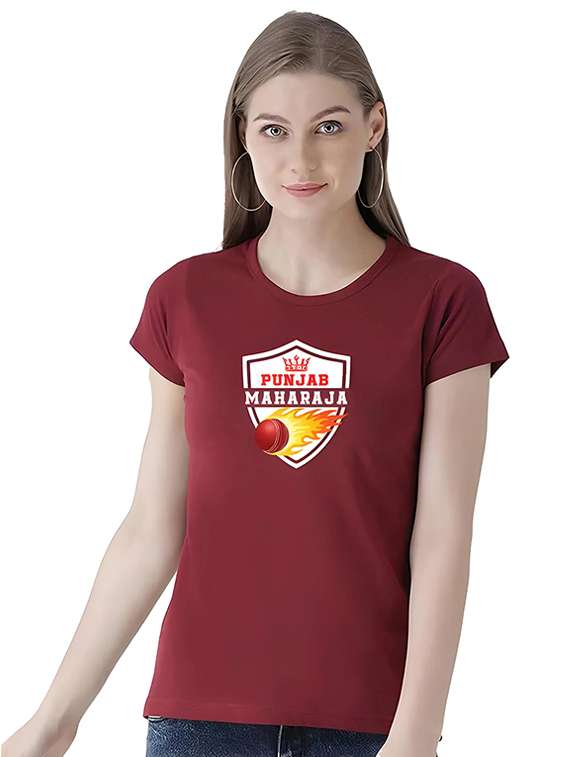 women round neck chest print t-shirt