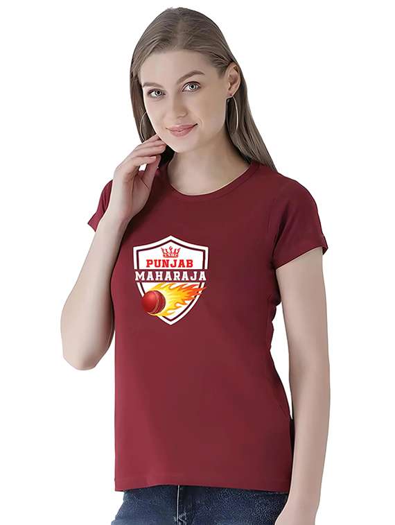 women round neck chest print t-shirt - 21092416 - Standard Image - 1