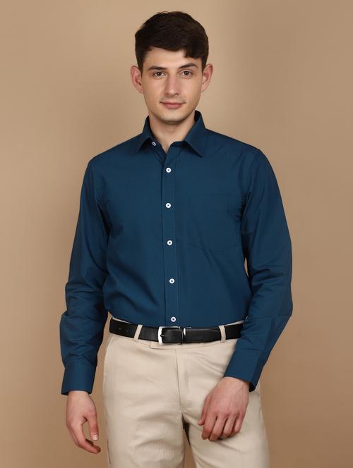 men teal regular fit formal shirt - 21092618 - Standard Image - 0