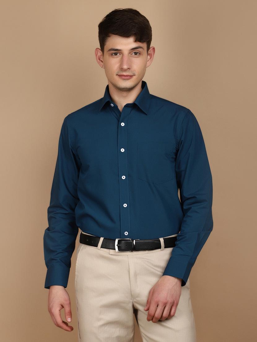 men teal regular fit formal shirt - 21092618 - Zoom Image - 0
