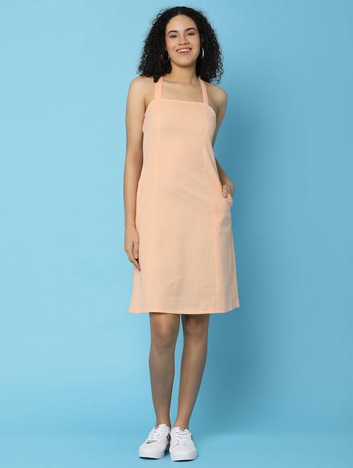 women orange cotton a-line dress - 21092658 - Standard Image - 0