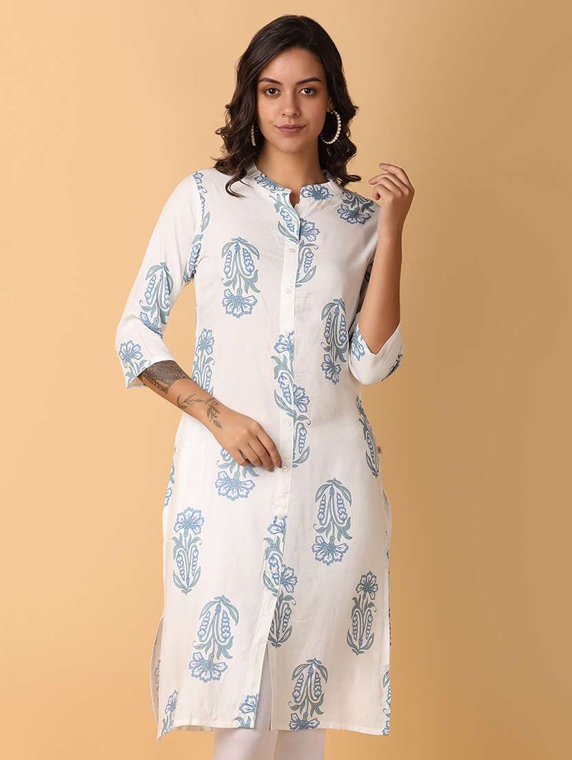 women three quarter sleeve straight kurta - 21092740 - Standard Image - 1