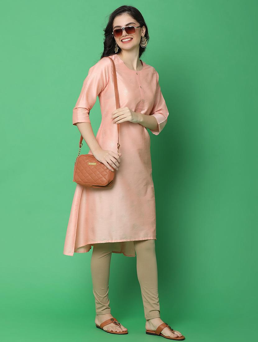 women three quarter sleeve high-low kurta - 21092761 - Standard Image - 4