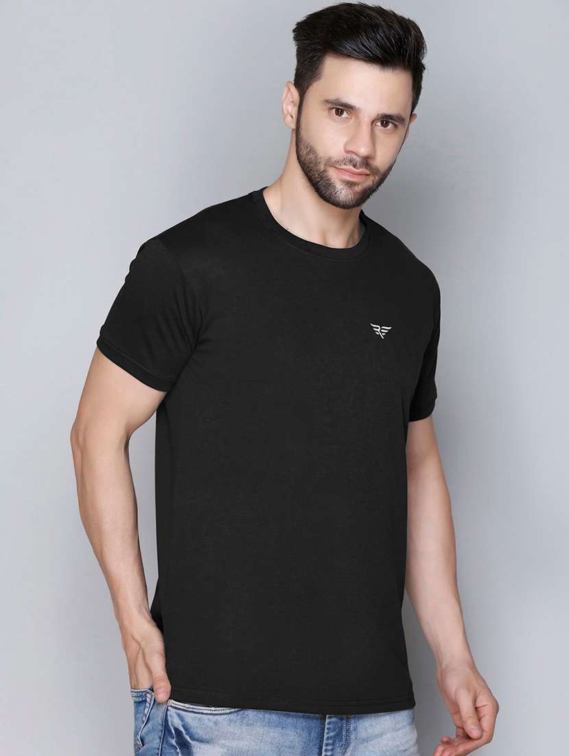 black cotton plain tshirt - 21093692 -  Standard Image - 1