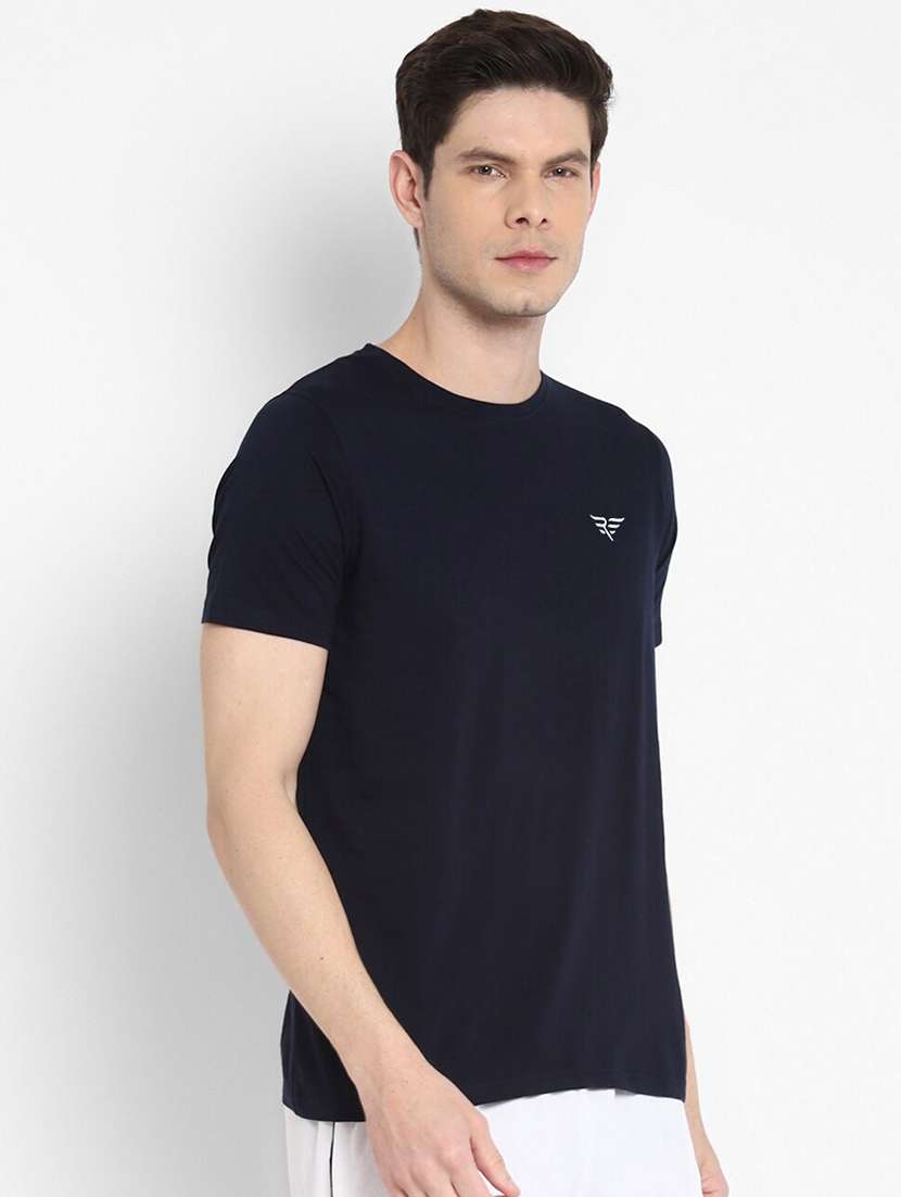 navy blue cotton plain tshirt - 21093693 -  Standard Image - 1