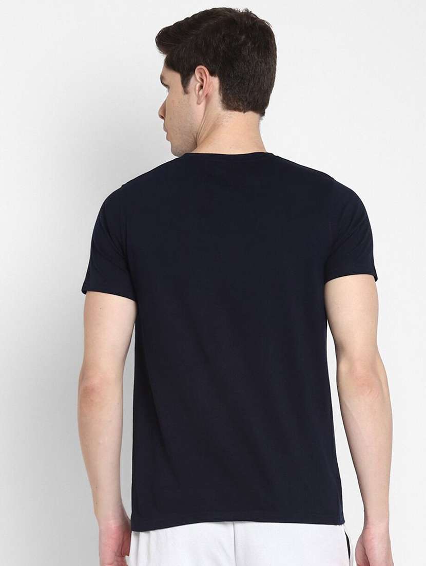 navy blue cotton plain tshirt - 21093693 -  Standard Image - 1