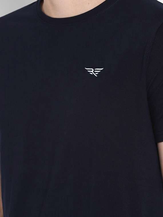 navy blue cotton plain tshirt - 21093693 -  Standard Image - 4
