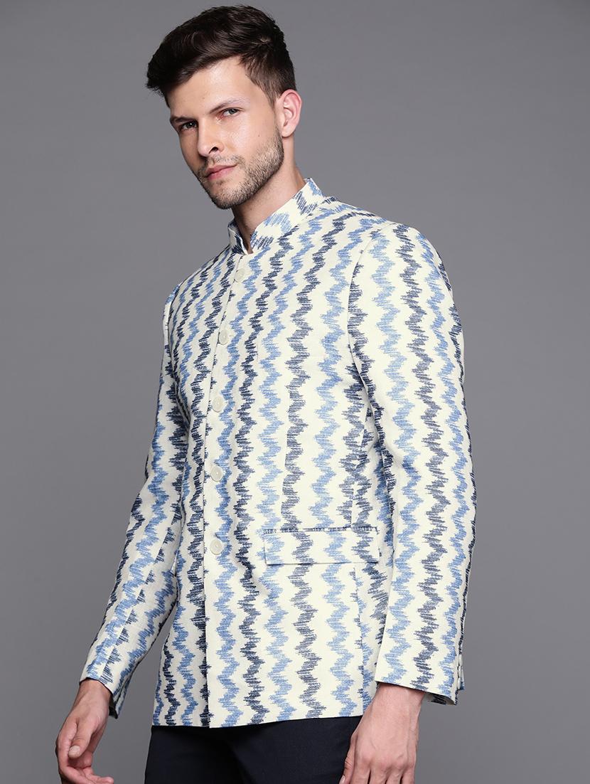 men printed bandhgalas blazer - 21093929 -  Standard Image - 1