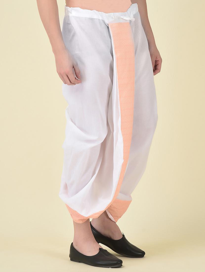 men solid with work mid rise dhoti - 21093962 - Standard Image - 1