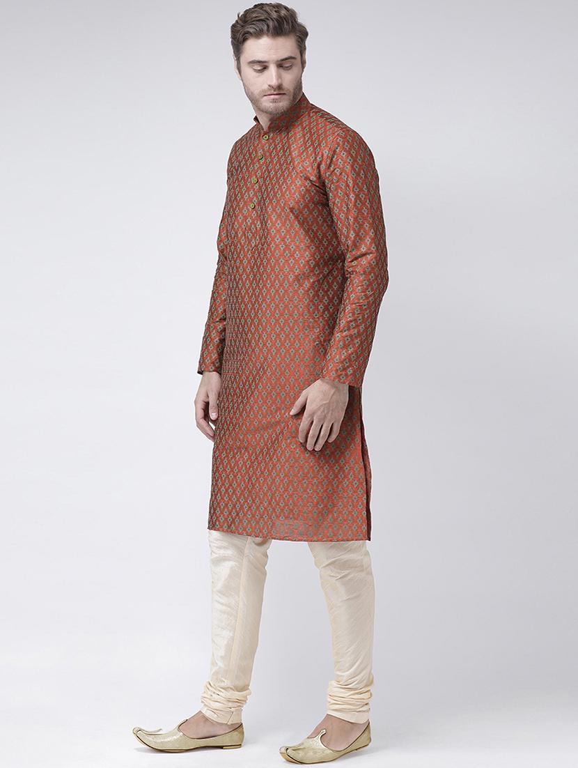 men long sleeve self-designed kurta churidar ethnic wear set - 21096801 -  Standard Image - 1