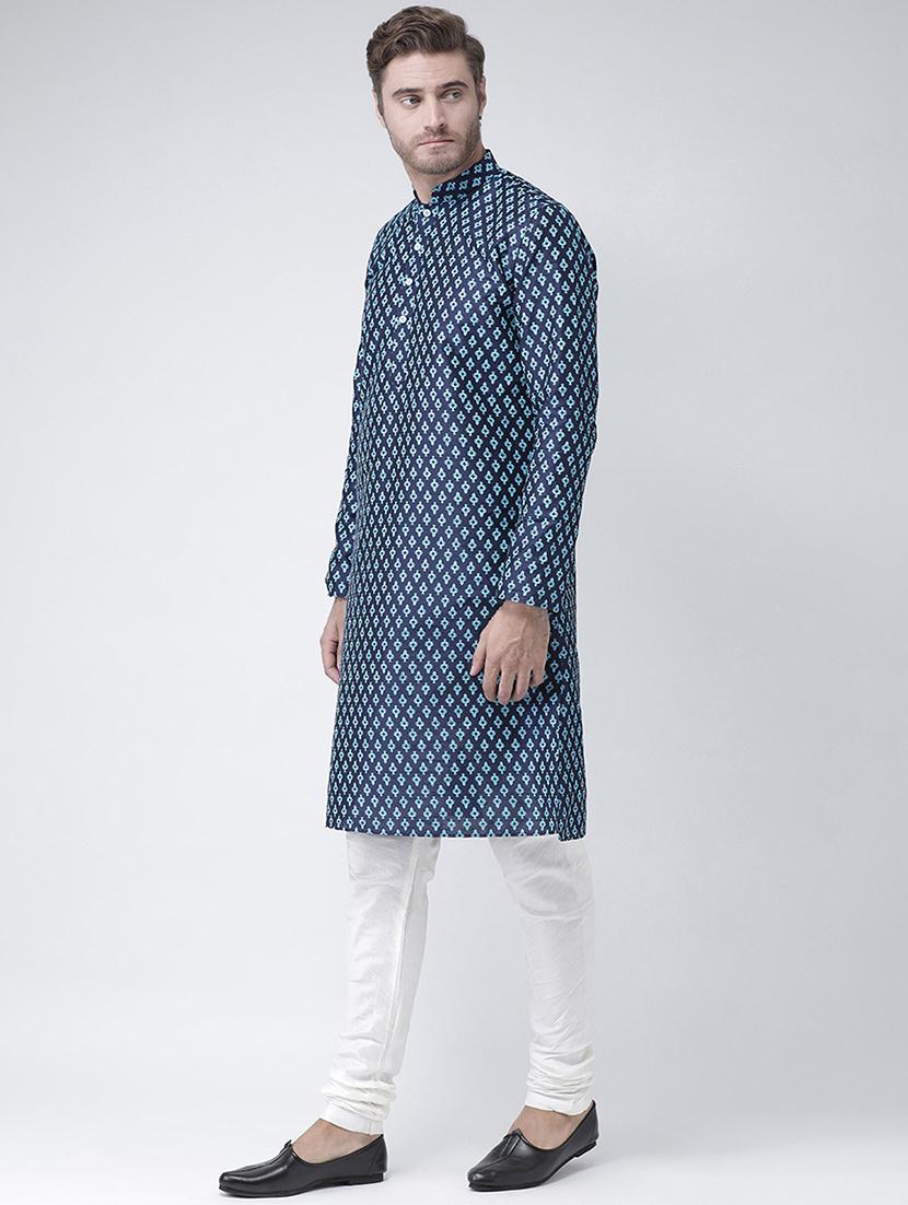 men long sleeve self-designed kurta churidar ethnic wear set - 21096807 -  Standard Image - 1