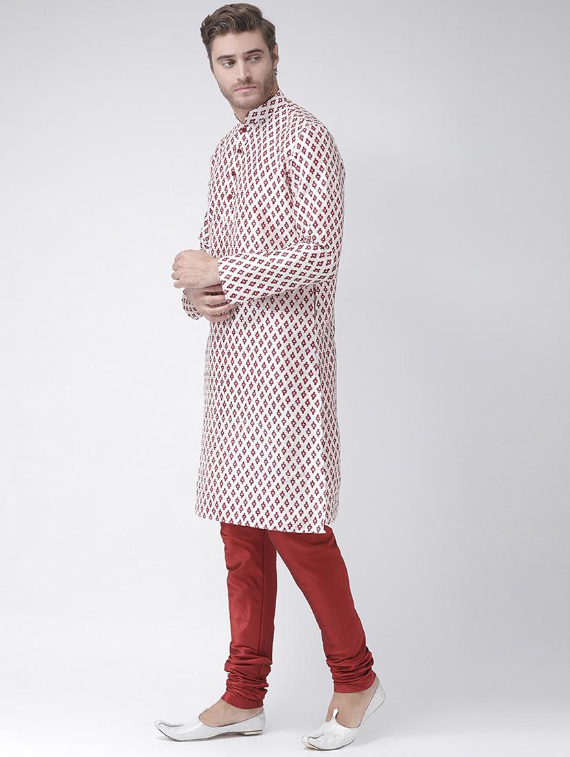 men long sleeve self-designed kurta churidar ethnic wear set - 21096818 - Standard Image - 1