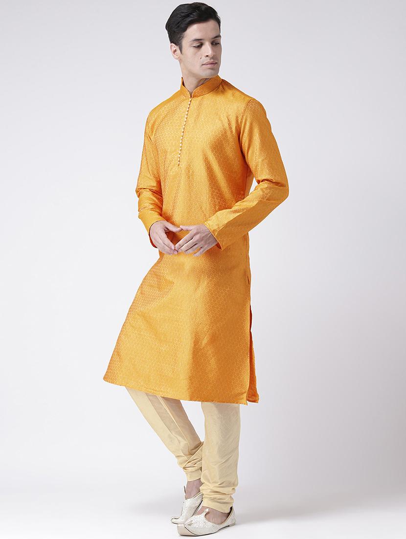 men long sleeve self-designed kurta churidar ethnic wear set - 21096865 -  Standard Image - 1