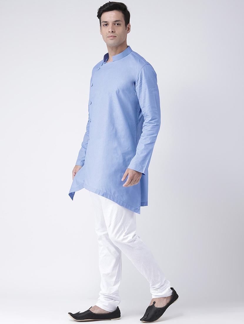 men asymmetric kurta churidar ethnic wear set - 21096890 - Standard Image - 1