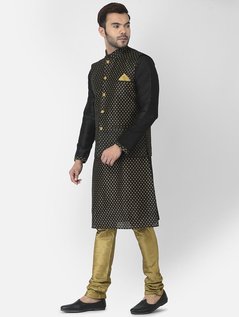 men long sleeve printed kurta churidar ethnic wear set - 21096922 - Standard Image - 1