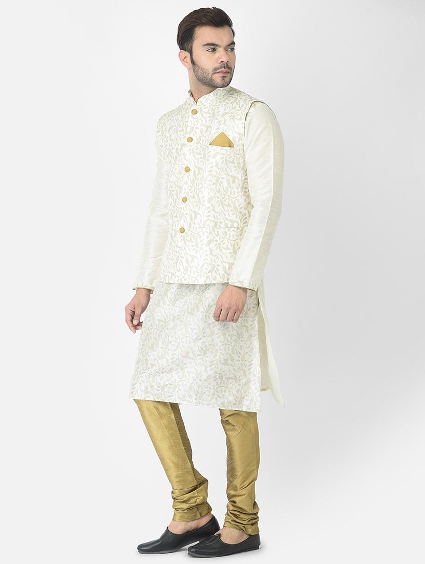 men long sleeve self-designed kurta churidar ethnic wear set - 21096923 - Standard Image - 1