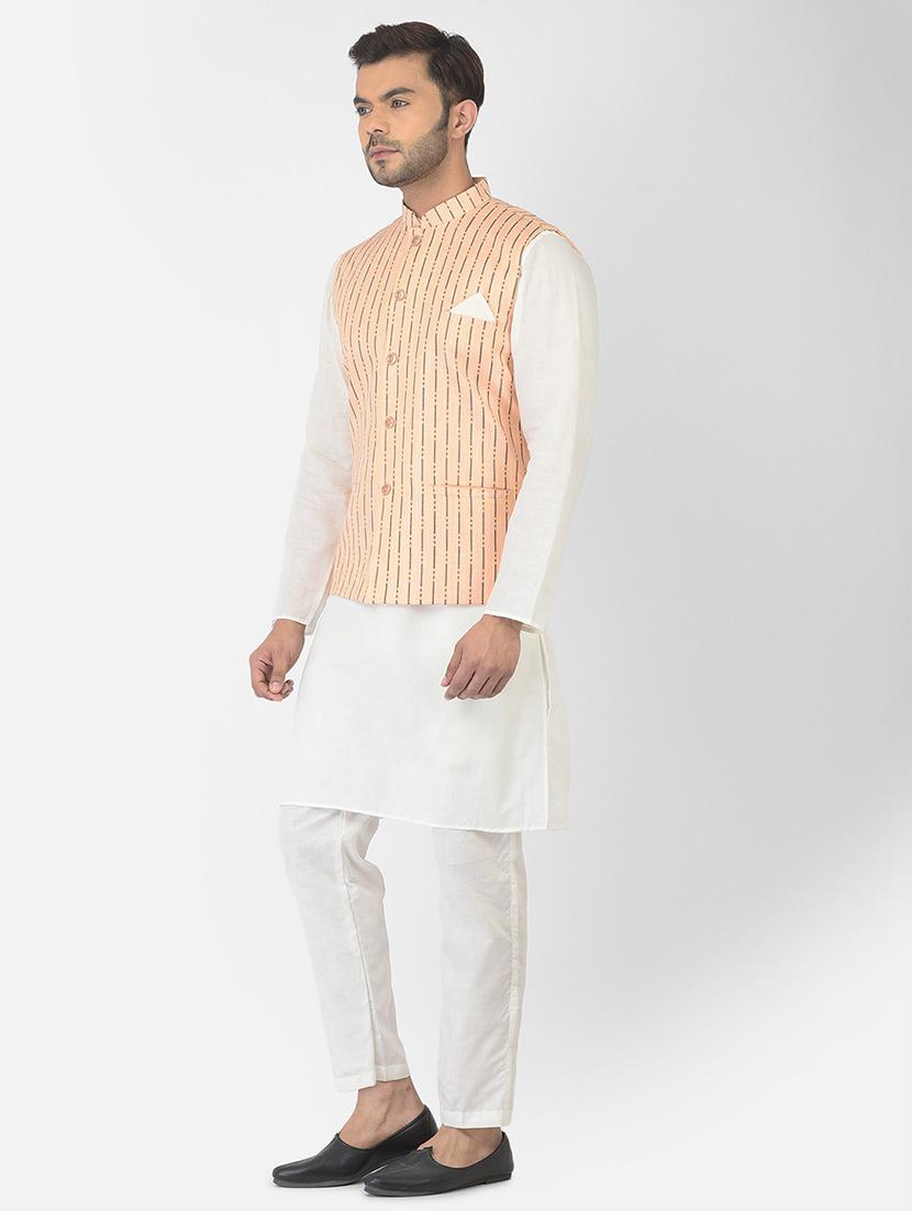men mandarin neck kurta bottom with jacket - 21096931 - Standard Image - 1