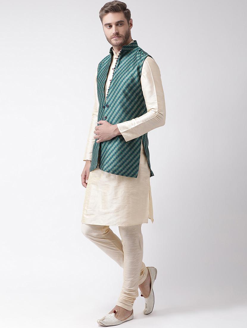 men mandarin neck kurta churidar with jacket - 21097204 - Standard Image - 1