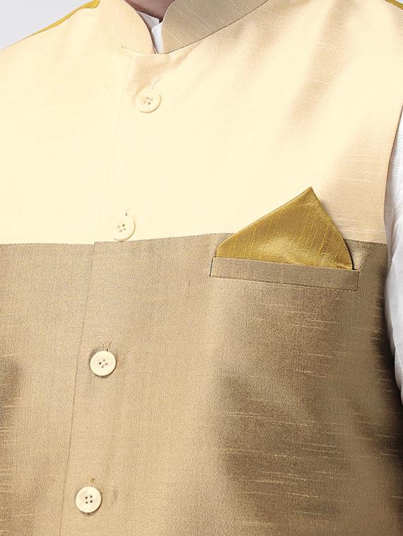 men white colorblocked jacket detailed dhoti kurta set - 21097208 - Standard Image - 4