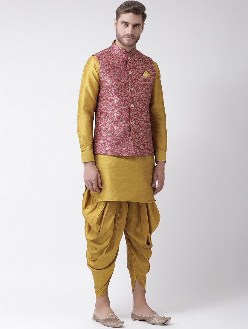 men mandarin neck kurta dhoti with jacket - 21097444 - Standard Image - 1
