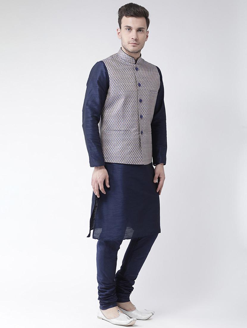 men kurta with churidar ethnic wear set - 21097640 - Standard Image - 1