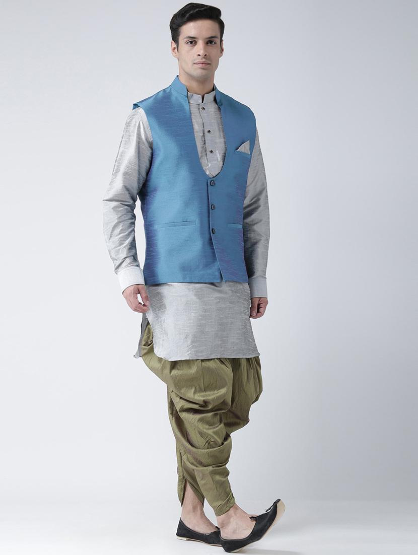 men multi coloured self design dhoti kurta set - 21097649 - Standard Image - 1