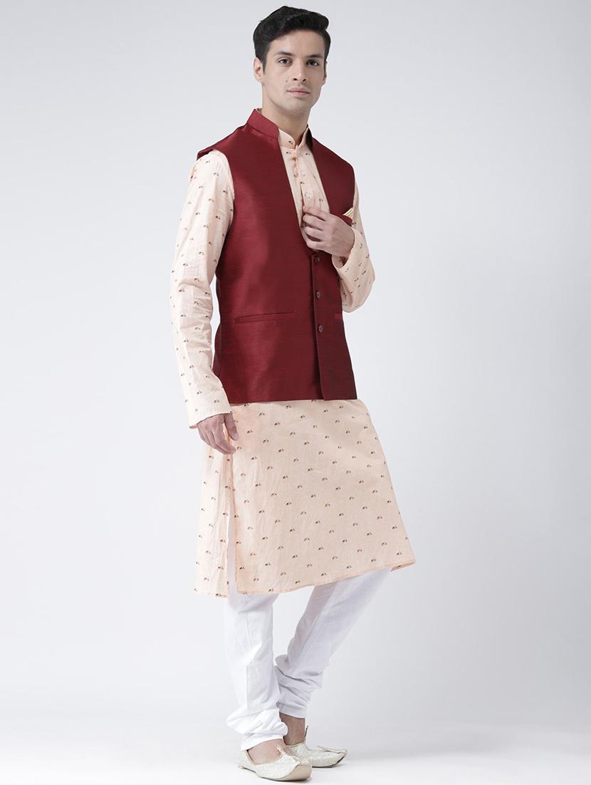 men mandarin neck kurta bottom with jacket - 21097654 - Standard Image - 1