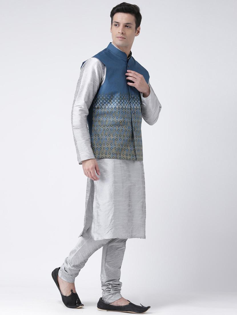 men mandarin neck kurta bottom with jacket - 21097762 - Standard Image - 1