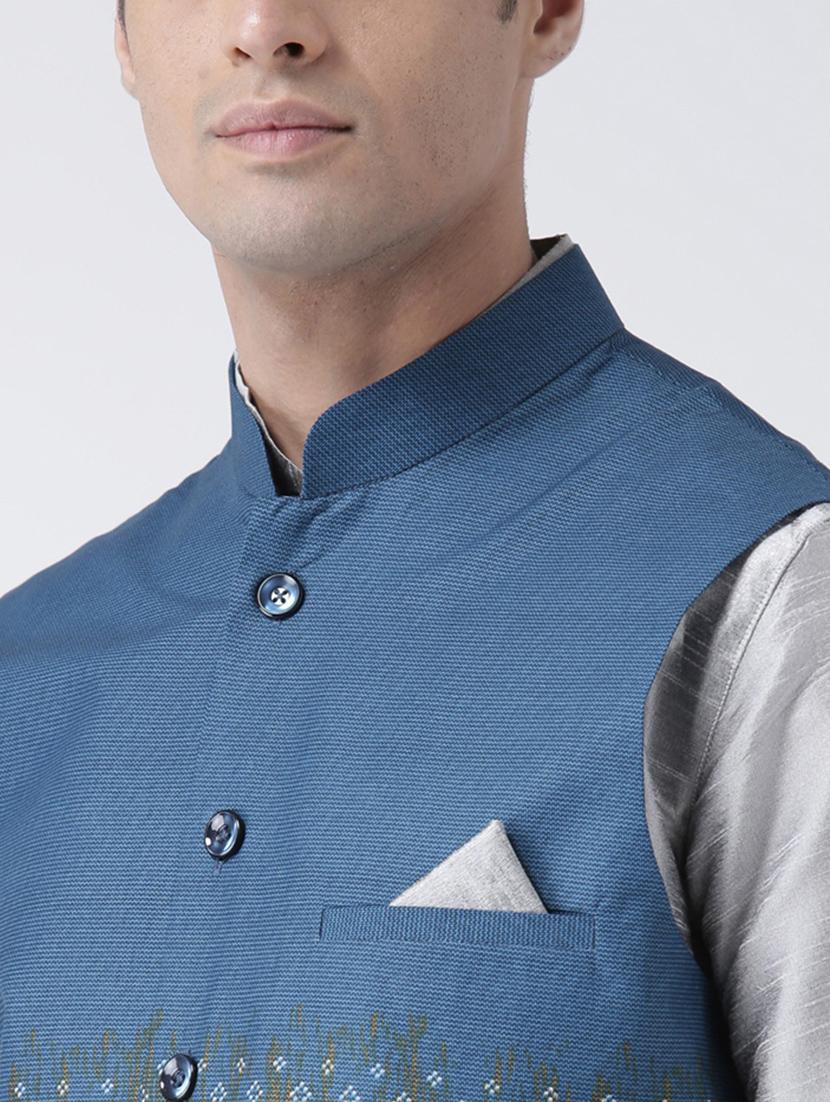 men mandarin neck kurta bottom with jacket - 21097762 - Standard Image - 4
