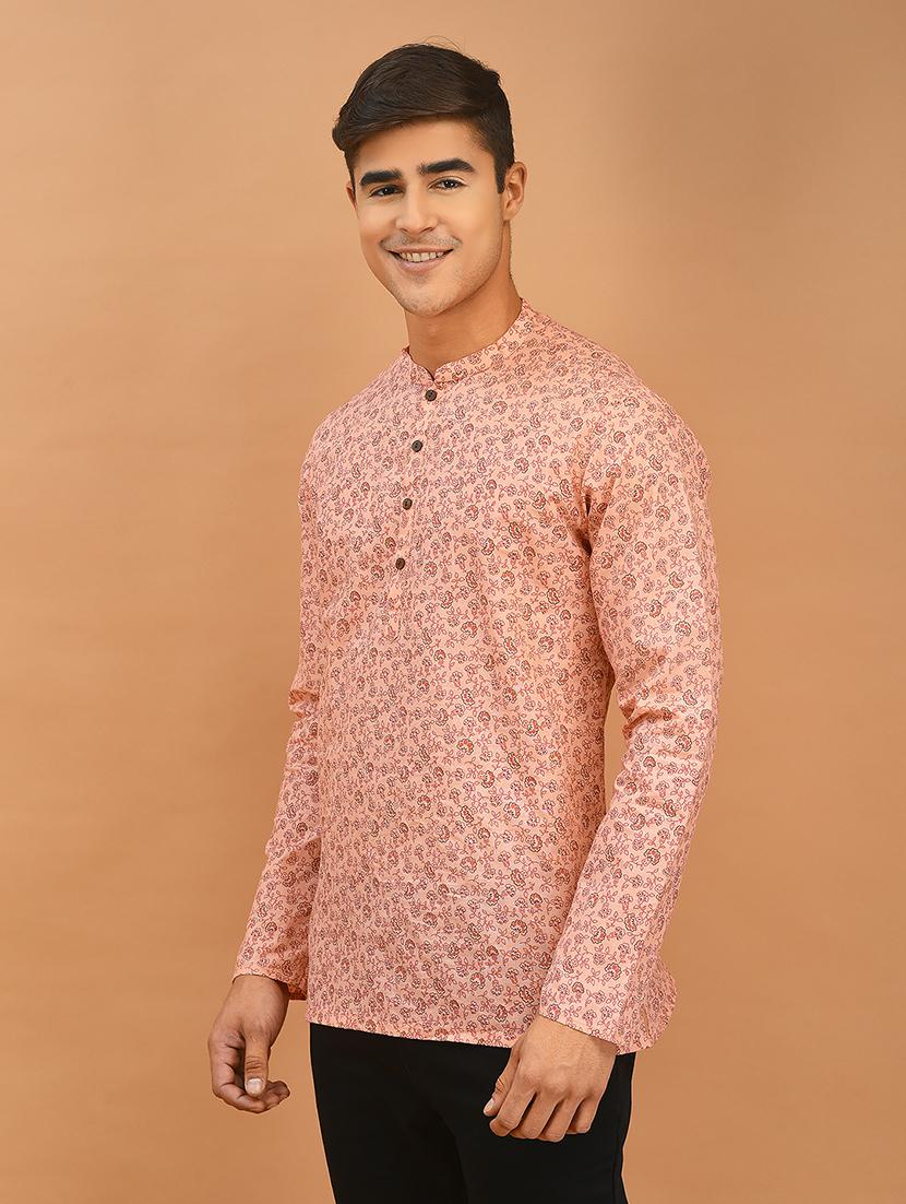 orange cotton short kurta - 21098433 - Standard Image - 1