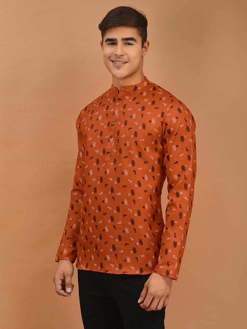 orange colored cotton short kurtas kurta - 21098436 - Standard Image - 1