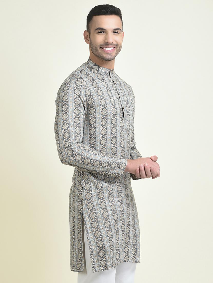 men printed regular short kurta - 21098442 - Standard Image - 1