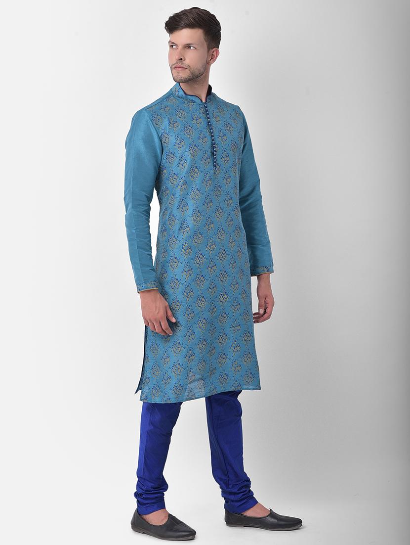 men printed regular fit long kurta - 21098479 - Standard Image - 1