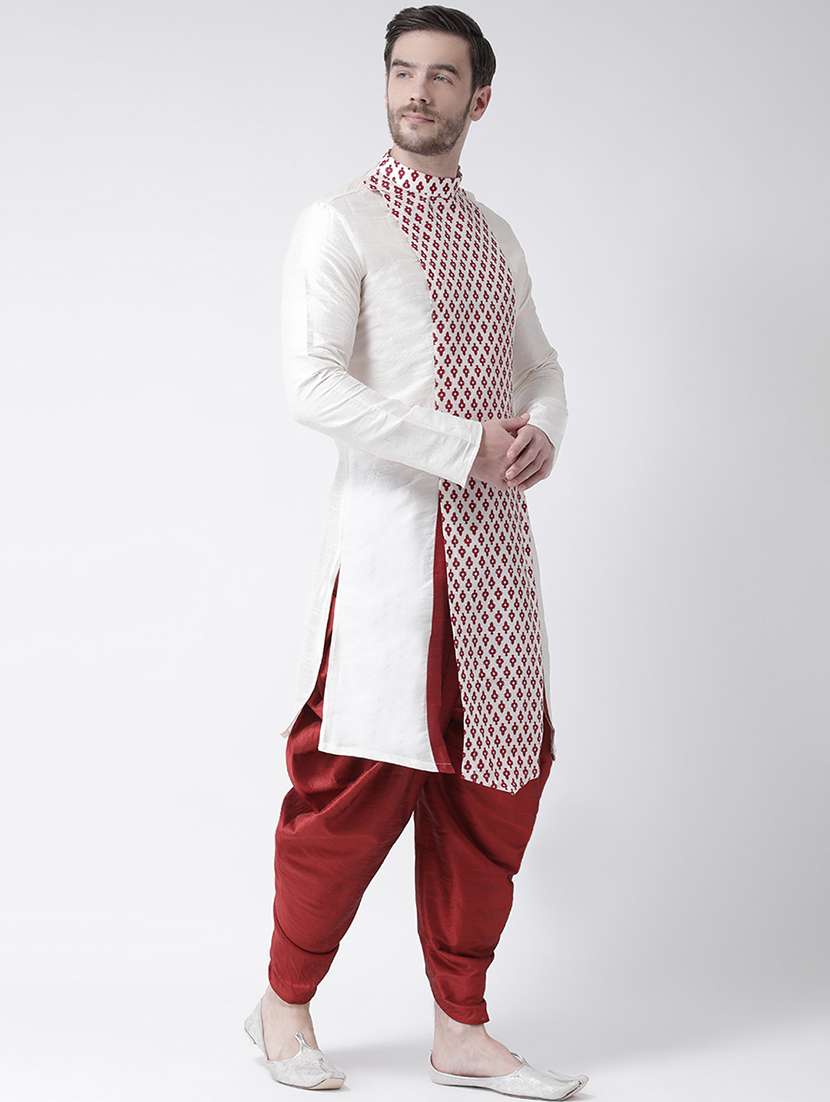 white colored silk blend short kurta - 21098507 - Standard Image - 1