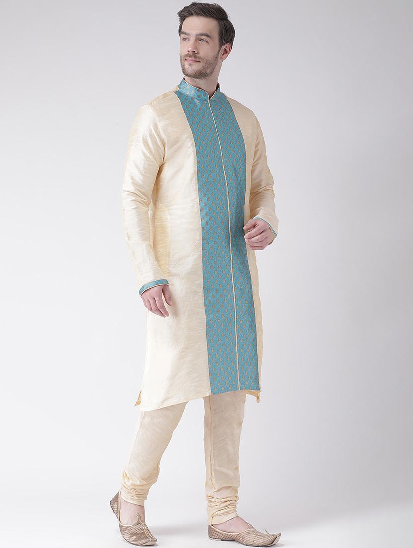 cream colored silk blend short kurtas kurta - 21098526 - Standard Image - 1