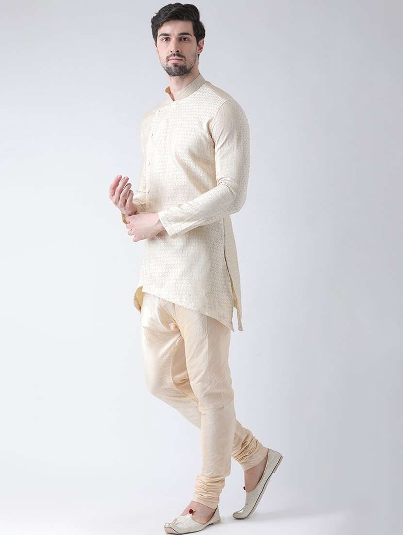 white silk blend asymmetric kurta - 21098560 - Standard Image - 1