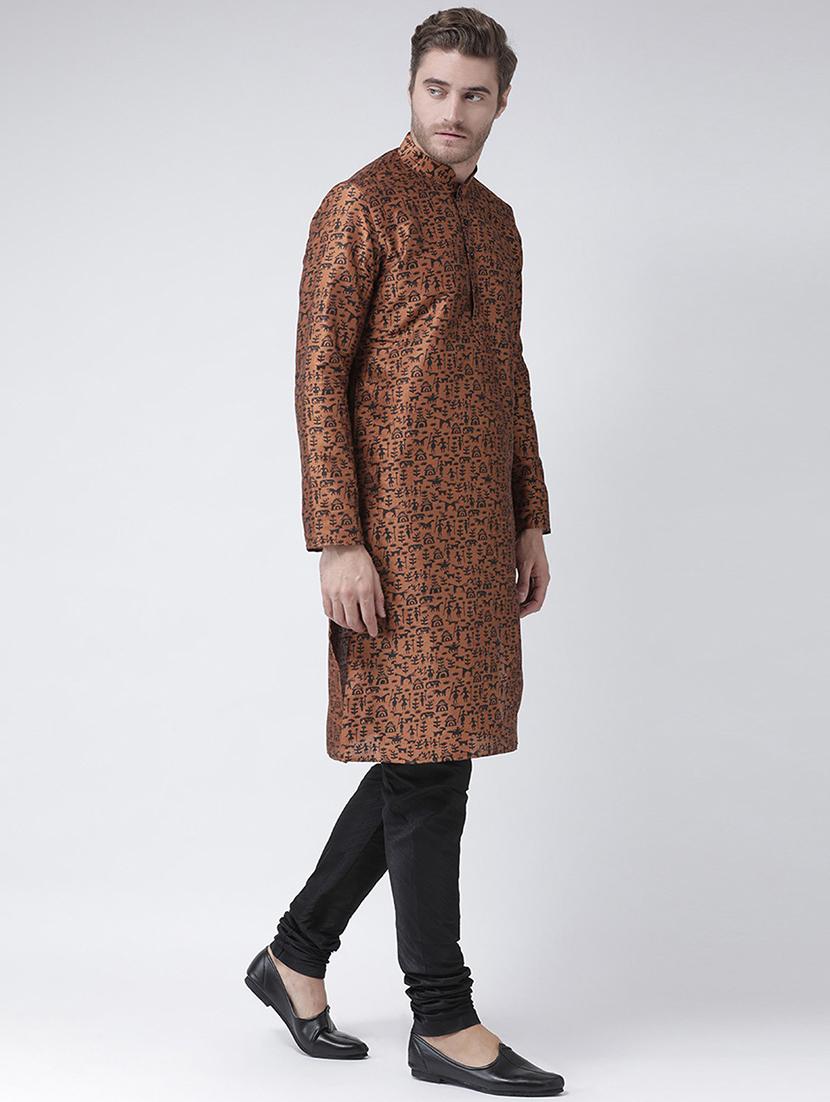 men printed regular fit long kurta - 21098569 - Standard Image - 1