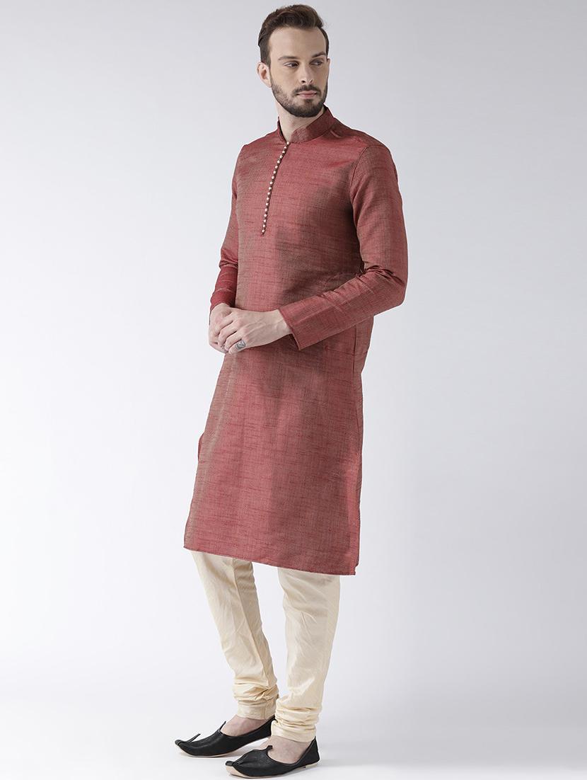 maroon silk blend short  kurta - 21098600 -  Standard Image - 1